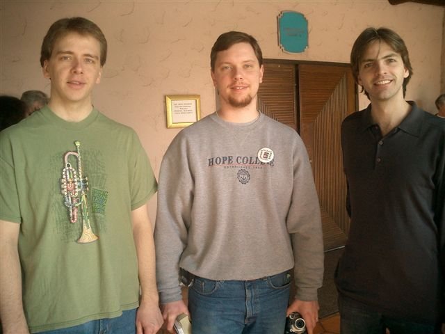 Mike Thelen with Dave Wiegand (left) and Trey Wright (right)